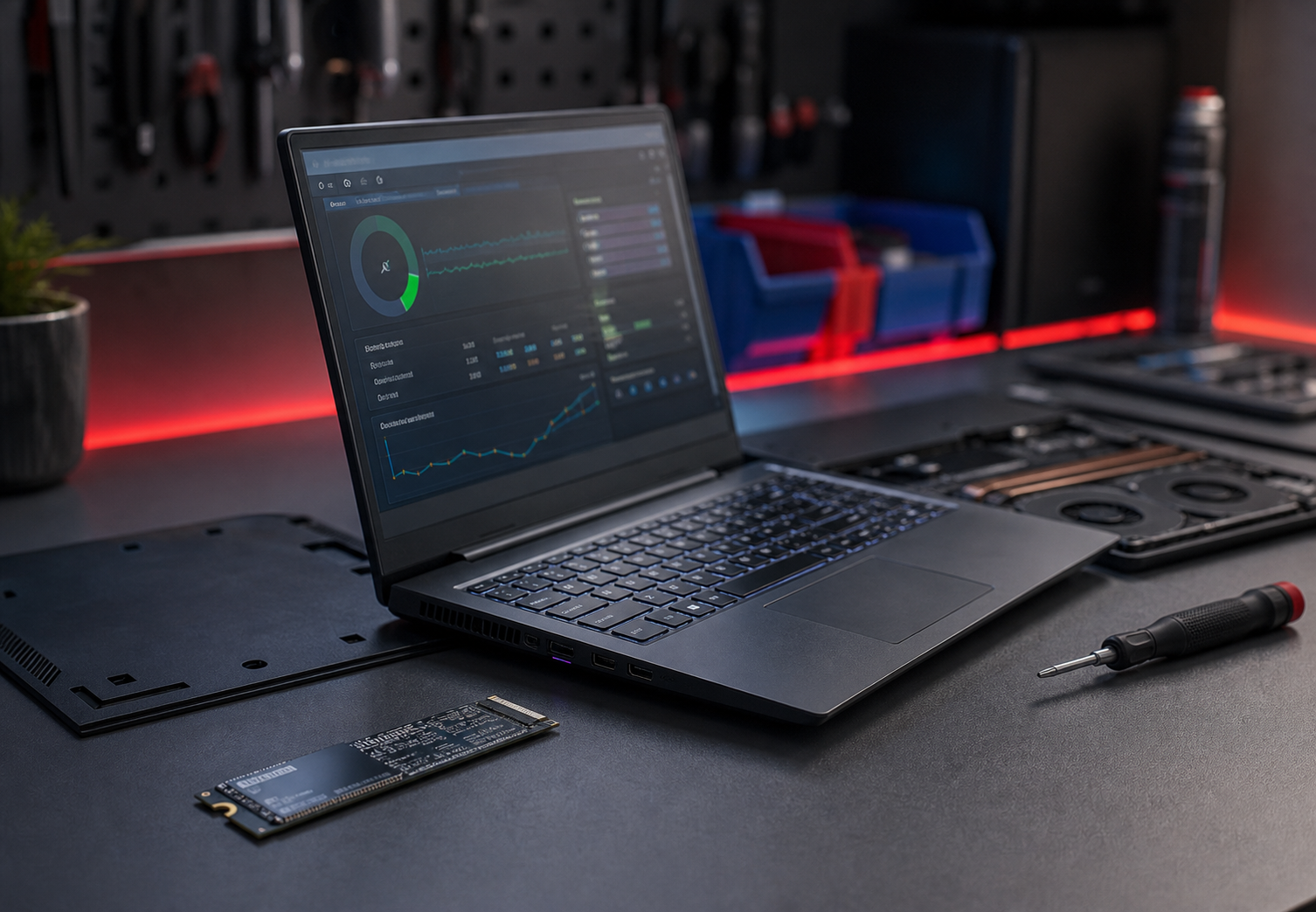 Tweedehands laptop diagnose van SSD koeling en software