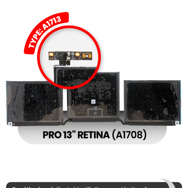 Accu (A1713) voor MacBook Pro 13" A1708 (2016-2017)