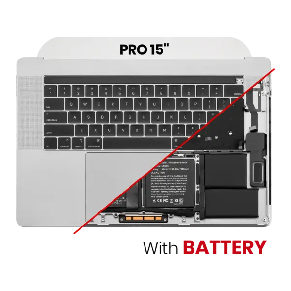 Top case met accu en toetsenbord (ANSI US) voor MacBook Pro 15″ A1990 (2018-2019) (Silver)
