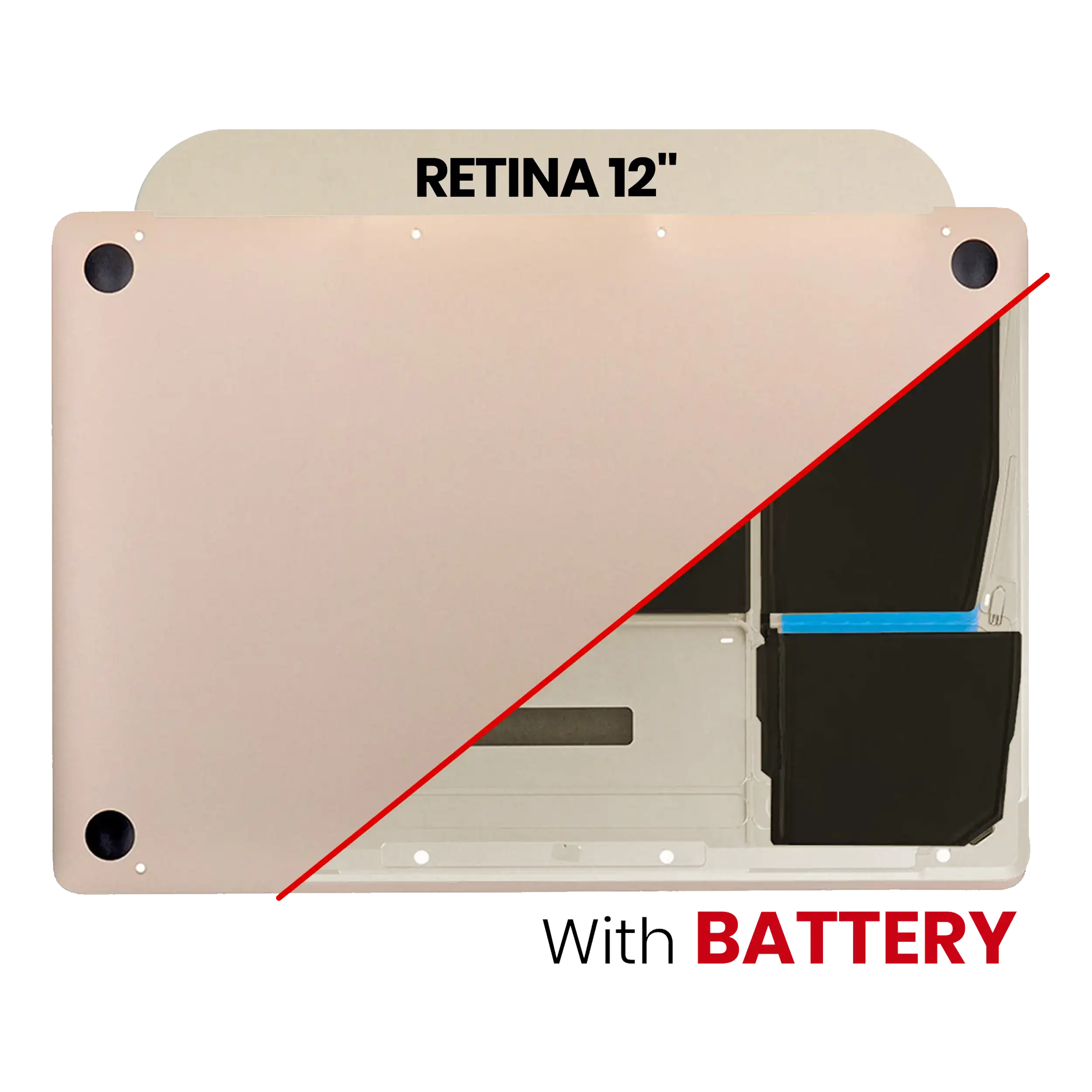 1741201069-67c89ead48fb2 Onderplaat (bottom case) met accu (A1705) voor MacBook 12" A1534 (2016-2017) (Gold)