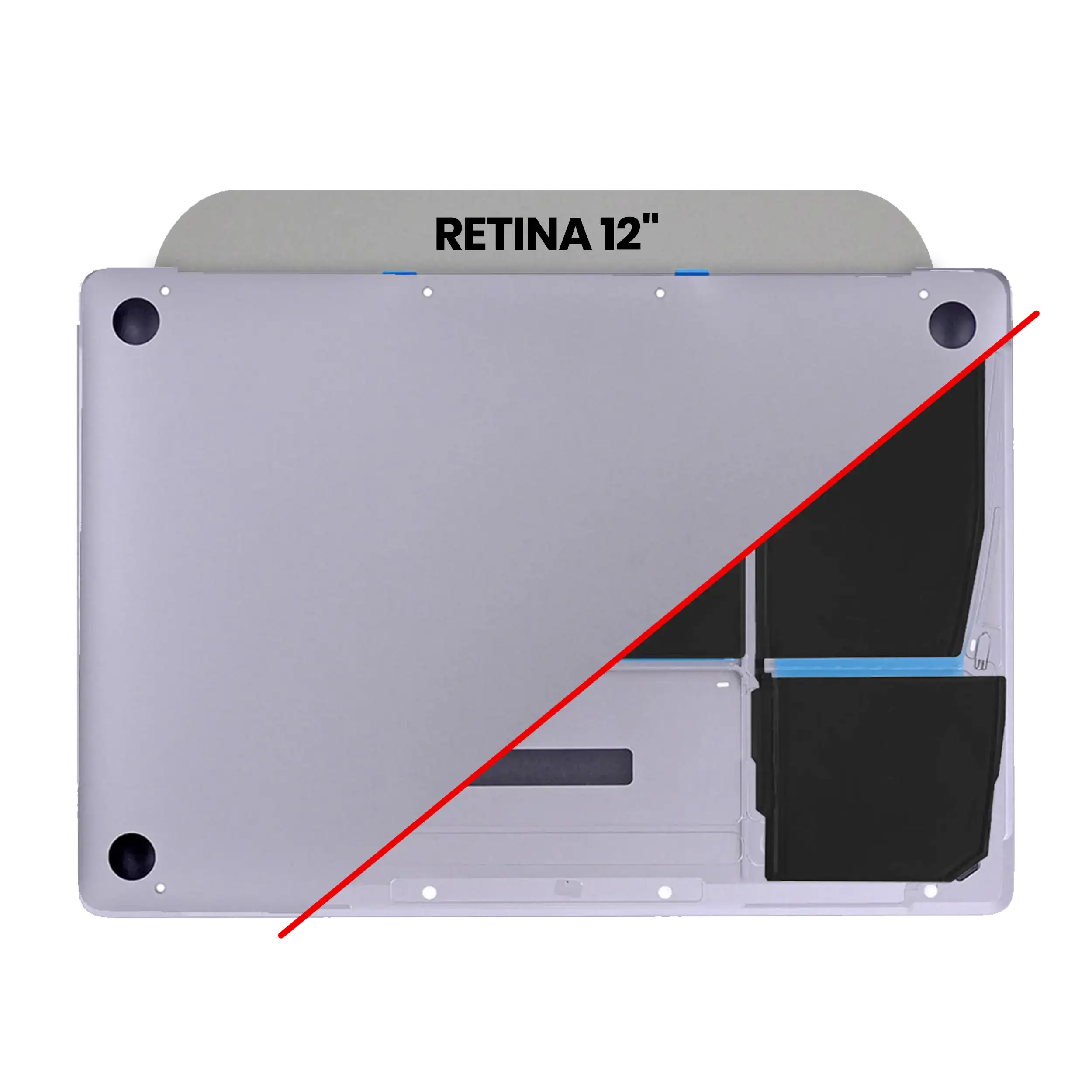 1741211441-67c8c731bf825 Onderplaat (bottom case) met accu (A1527) voor MacBook 12″ A1534 (2015) (Space Gray)