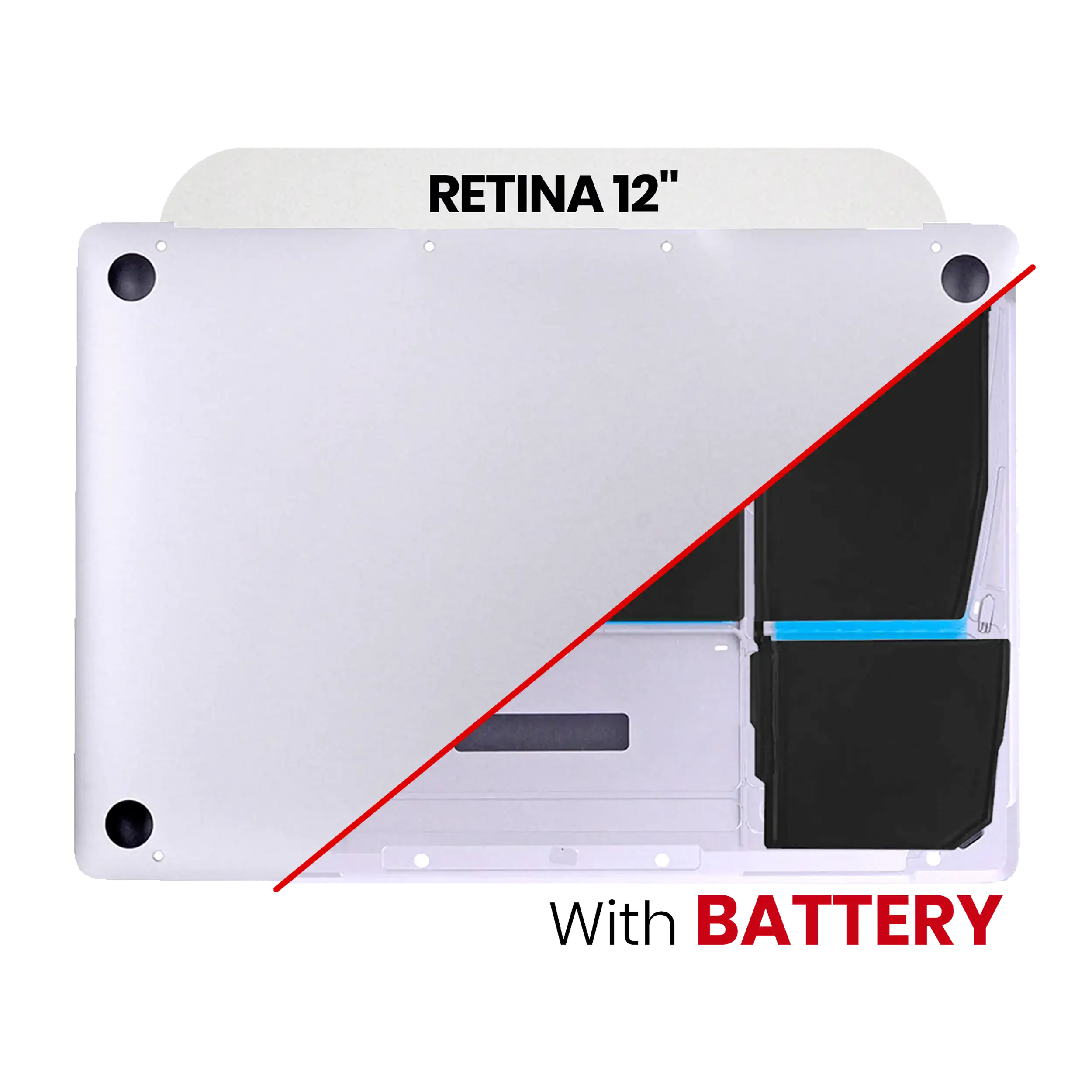1741212127-67c8c9df930bd Onderplaat (bottom case) met accu (A1527) voor MacBook 12″ A1534 (2015) (Silver)
