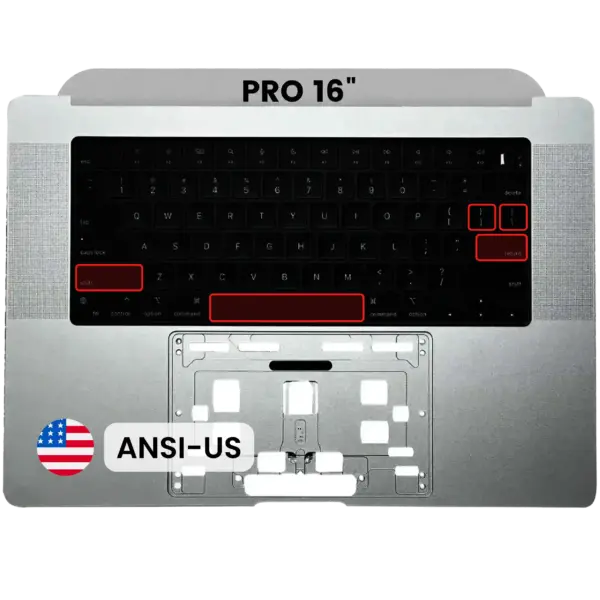 Top case met toetsenbord (ANSI US) voor MacBook Pro 16″ A2991 (2023) (Silver)