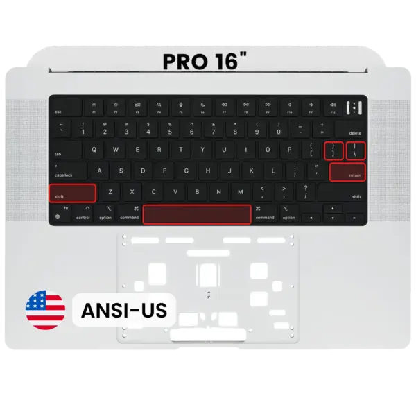 Top case met toetsenbord (ANSI US) voor MacBook Pro 16" A2485 (2021) / A2780 (2023) (Silver)