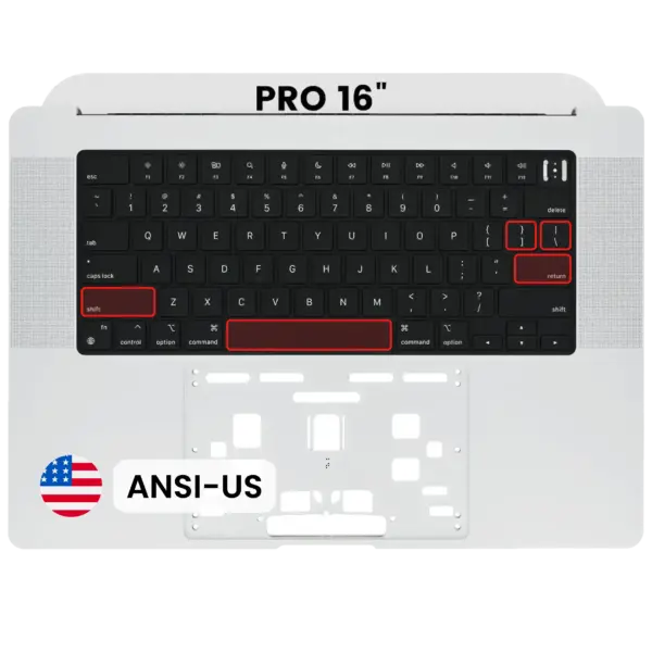 Top case met toetsenbord (ANSI US) voor MacBook Pro 16″ A2485 (2021) / A2780 (2023) (Silver)