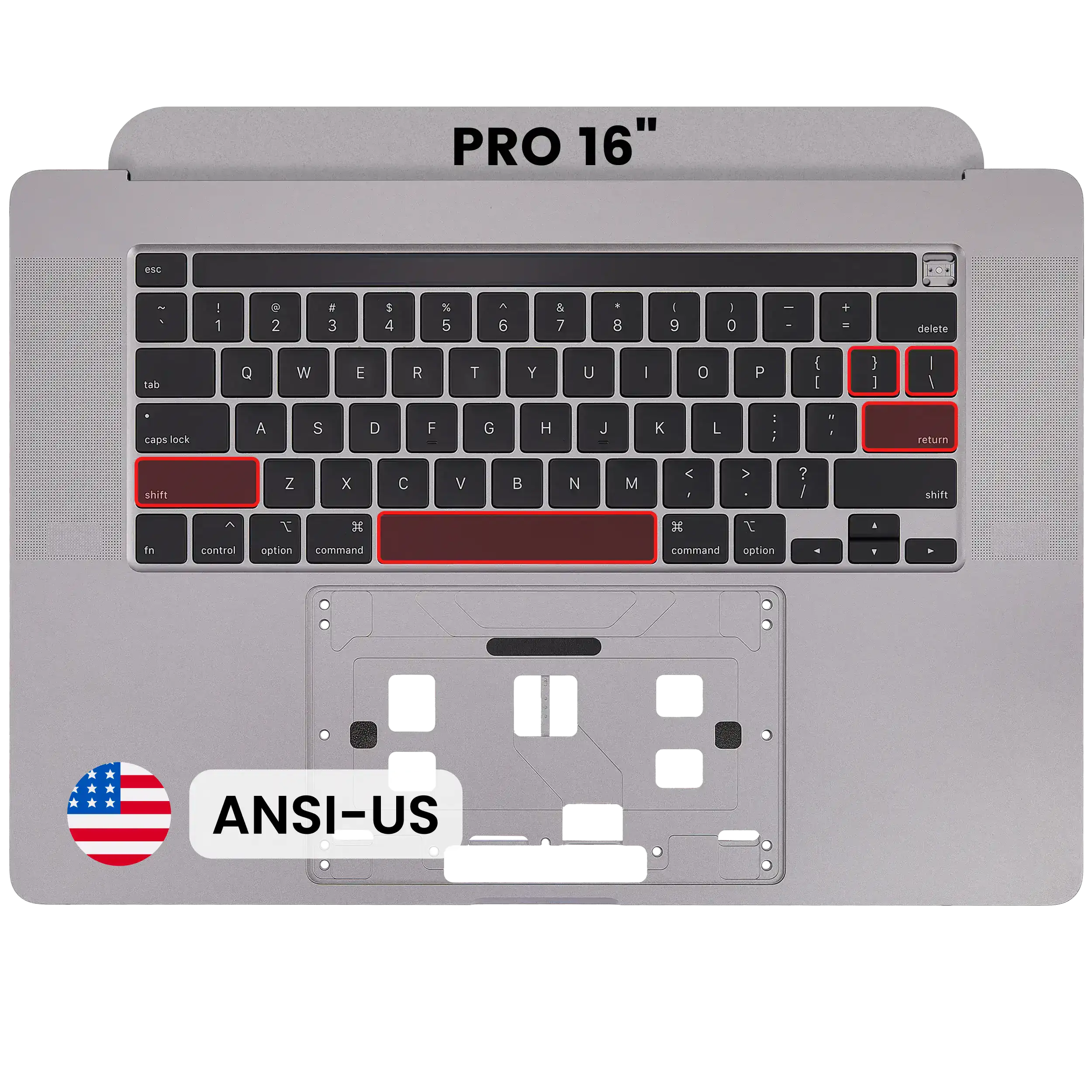 1781911727-6a35d0af1eadf Top case met toetsenbord (ANSI US) voor MacBook Pro 16″ A2141 (2019) (Space Gray)