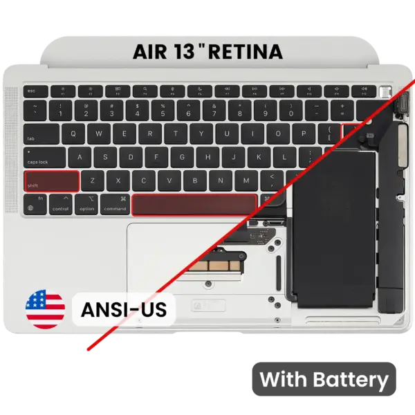 Top case met accu en toetsenbord (ANSI US) voor MacBook Air 13" A2337 (2020) (Silver)