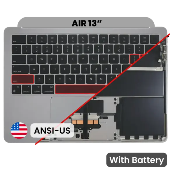 Top case met accu en toetsenbord (ANSI US) voor MacBook Air 13″ A3113 (2024) (Space Gray)