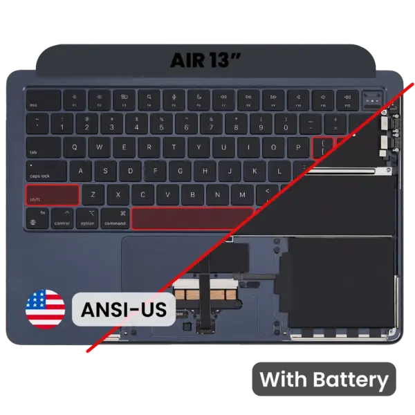 Top case met accu en toetsenbord (ANSI US) voor MacBook Air 13" A3113 (Midnight)
