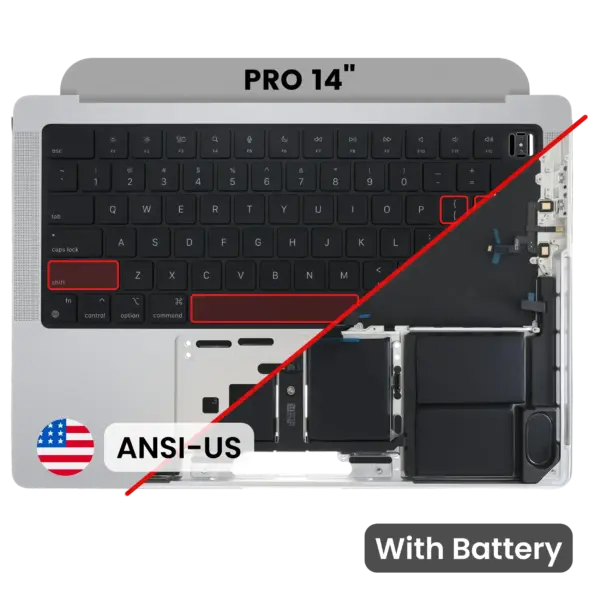 Top case met accu en toetsenbord (ANSI US) voor MacBook Pro 14″ A2442 (2021) / A2779 (2023) (Silver)