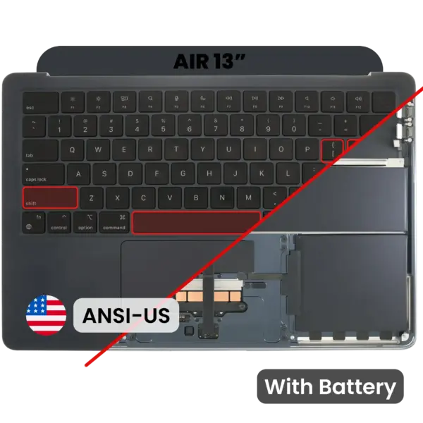 Top case met accu en toetsenbord (ANSI US) voor MacBook Air 13″ A3113 (Midnight)