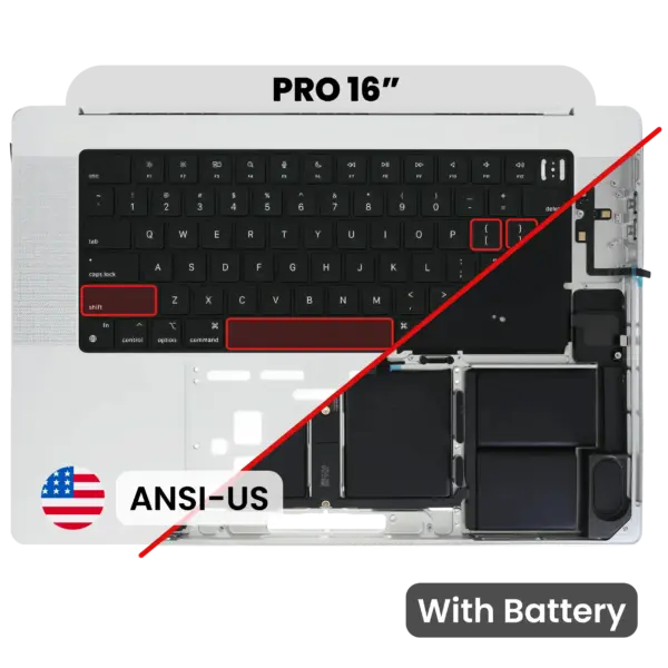 Top case met accu en toetsenbord (ANSI US) voor MacBook Pro 16″ A2780 (2023) (Silver)