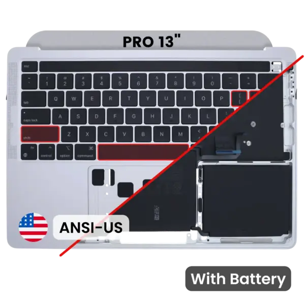 Top case met accu en toetsenbord (ANSI US) voor MacBook Pro 13″ A2338 (2020-2023) (Silver)