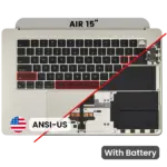 Top case met accu en toetsenbord (ANSI US) voor MacBook Air 15″ A3114 (2024) (Starlight)