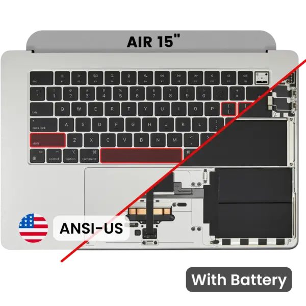 Top case met accu en toetsenbord (ANSI US) voor MacBook Air 15″ A3114 (2024) (Silver)