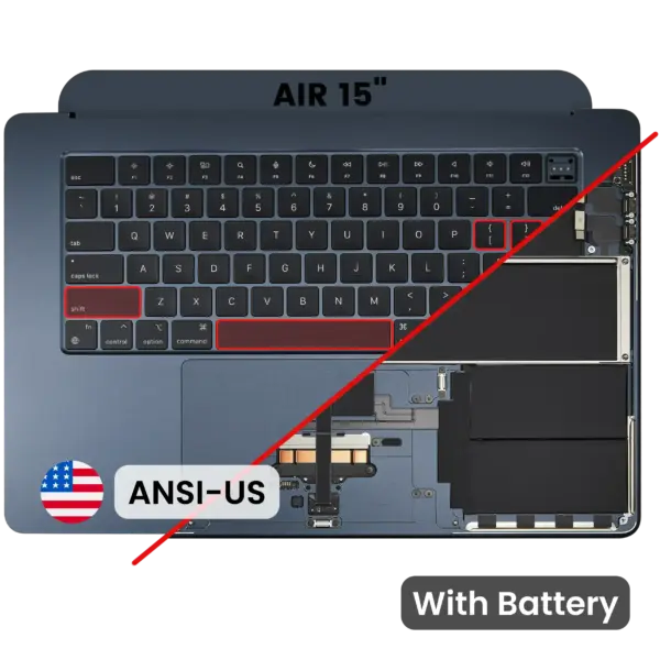 Top case met accu en toetsenbord (ANSI US) voor MacBook Air 15″ A3114 (2024) (Midnight)