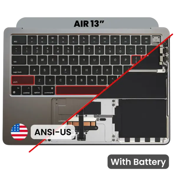 Top case met accu en toetsenbord (ANSI US) voor MacBook Air 13″ A3113 (2024) (Space Gray)