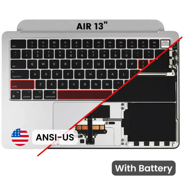 Top case met accu en toetsenbord (ANSI US) voor MacBook Air 13″ A3113 (2024) (Silver)