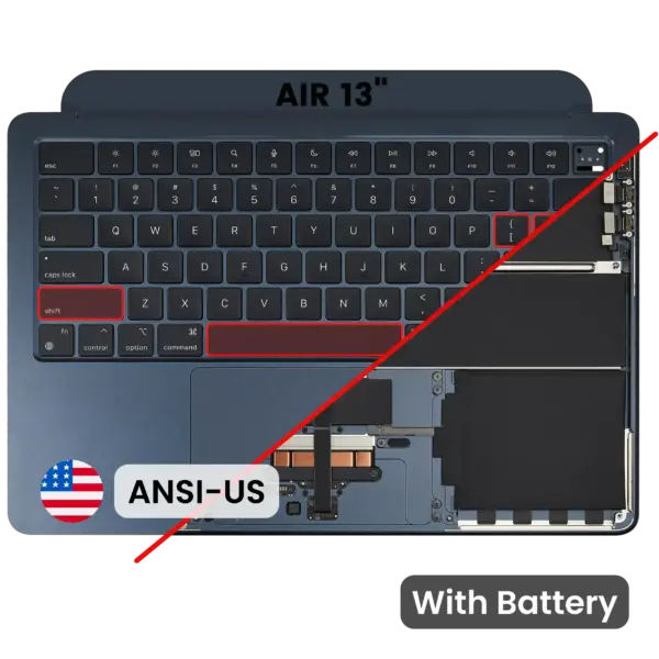 Top case met accu en toetsenbord (ANSI US) voor MacBook Air 13″ A3113 (2024) (Midnight)