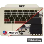 Top case met accu en toetsenbord (ANSI US) voor MacBook Air 15″ A2941 (2023) (Starlight)