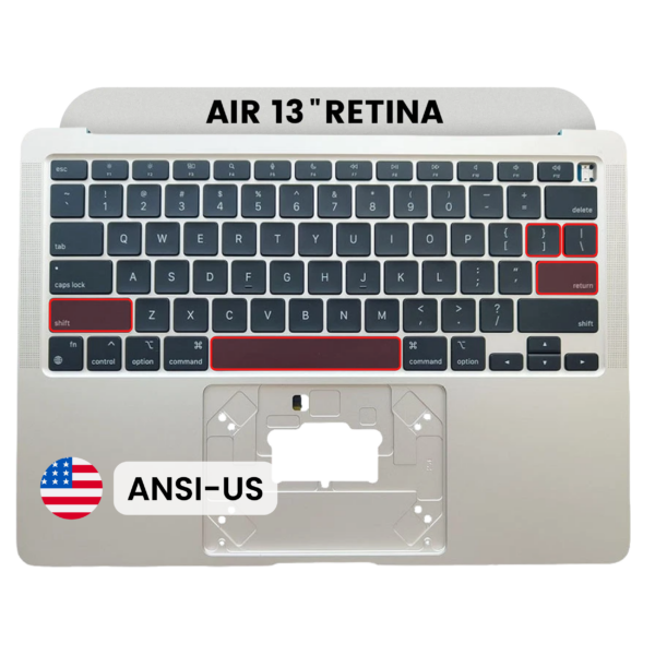 Top case met toetsenbord (ANSI US) voor MacBook Air 13″ A2337 (2020) (Silver)