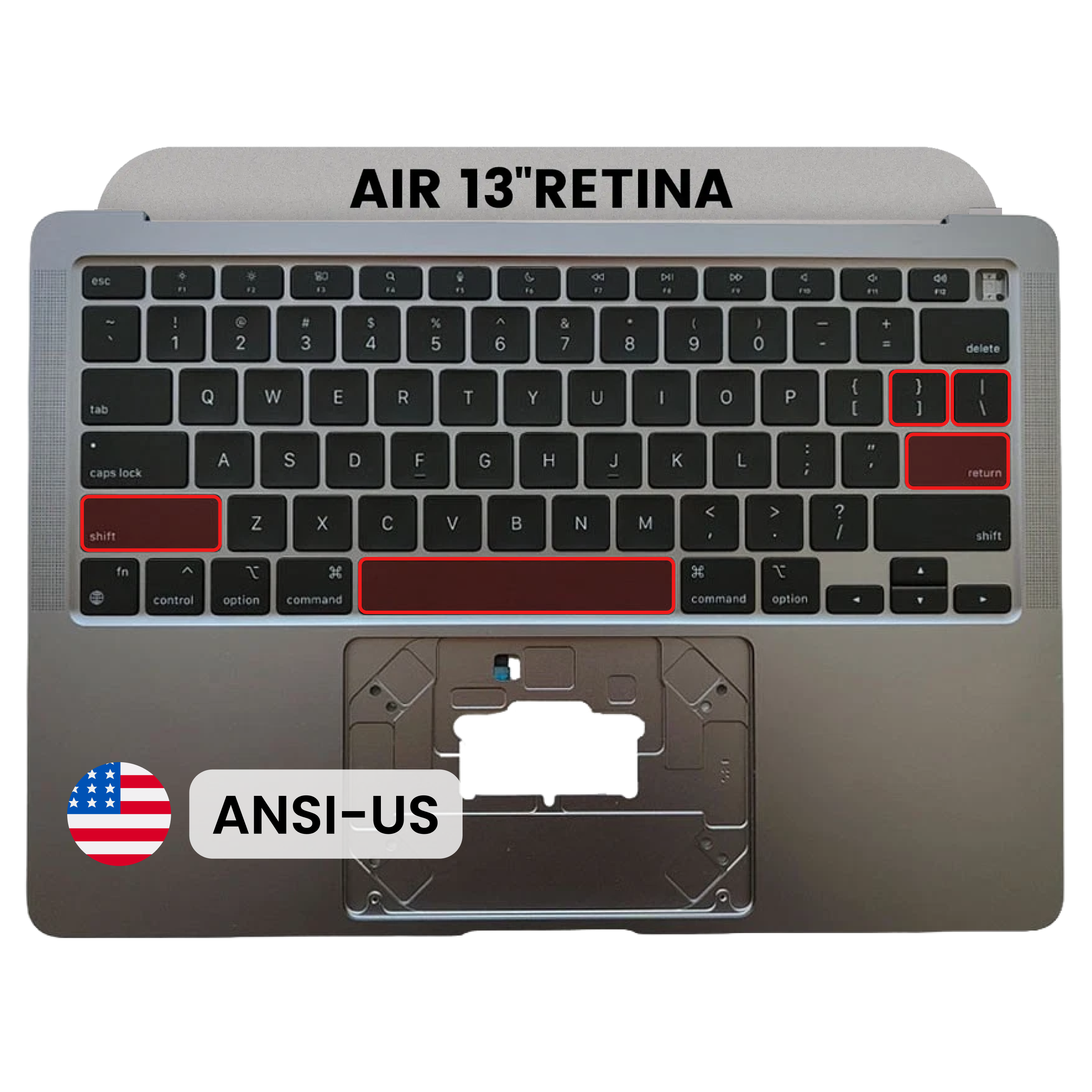 1782428560-6a3db3904b25d Top case met toetsenbord (ANSI US) voor MacBook Air 13″ A2337 (2020) (Space Gray)