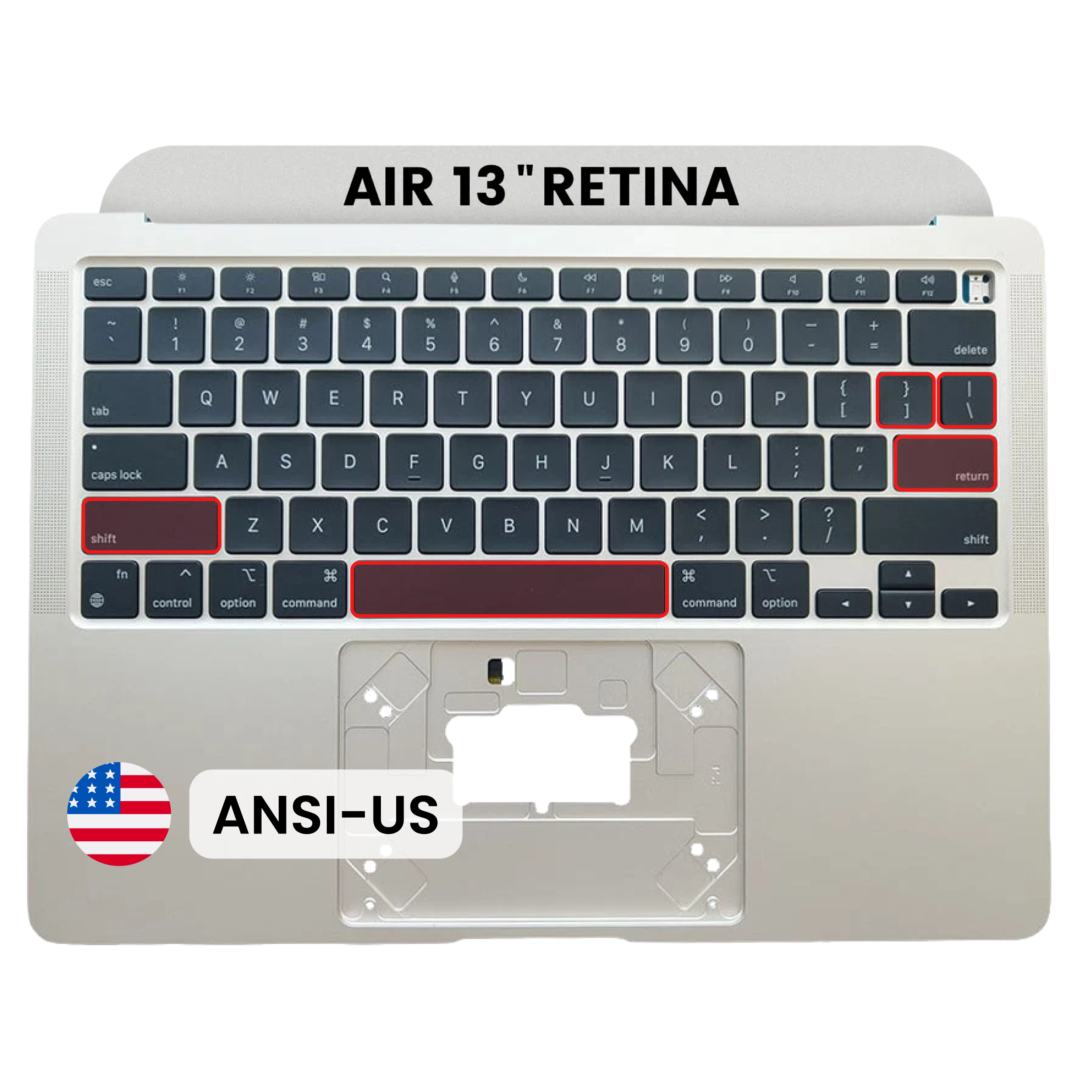 1782428651-6a3db3eb5ba3c Top case met toetsenbord (ANSI US) voor MacBook Air 13″ A2337 (2020) (Silver)