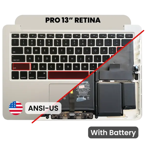 Top case met accu en toetsenbord (ANSI US) voor MacBook Pro 13″ A1502 (2015) (Silver)